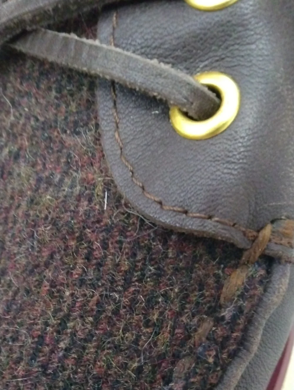 Sperry Gold Cup Dark Brown Leather/Wool Boat Shoes  10.5